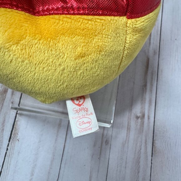 Ty Disney Winnie The Pooh Plush Toy 10" Tall Soft Cuddly Bear With Red Shirt - Picture 5 of 7